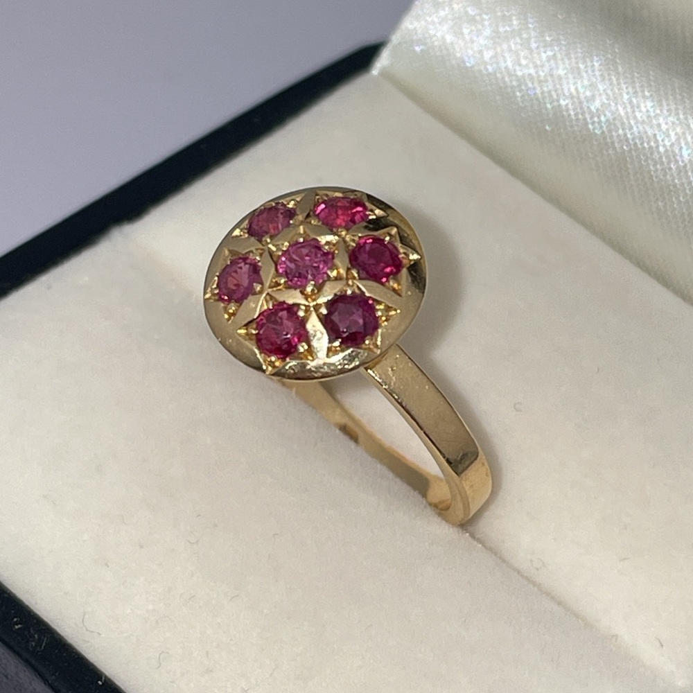 Solid 14k Yellow Gold Natural Red Ruby Gemstones … - image 6